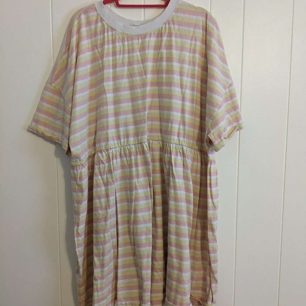 BP Pink, Yellow, White Striped Oversized Dress, size 4x